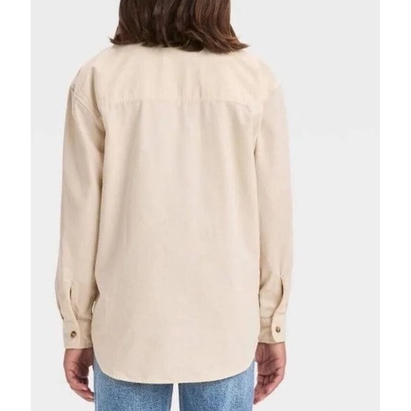 Art Class Girls Long Sleeve Oversized Corduroy Layering Shirt - Ivory - Picture 2 of 4